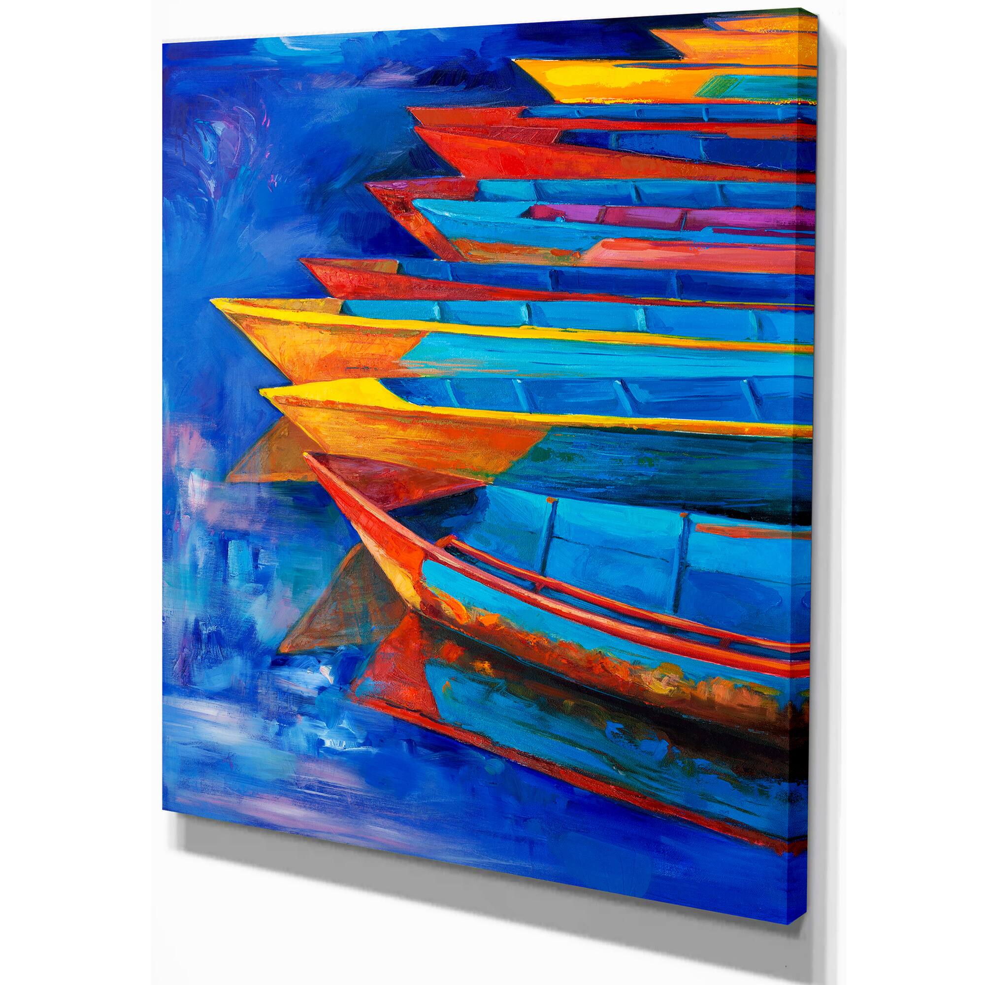 Designart - Boats and Jetty at Pier in Oil Painting
